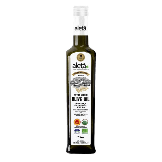 Aleta Organic & PDO Extra Virgin Greek Olive Oil, 2025 Gold Award, 17 oz. Bottle - ELLORA FARMS