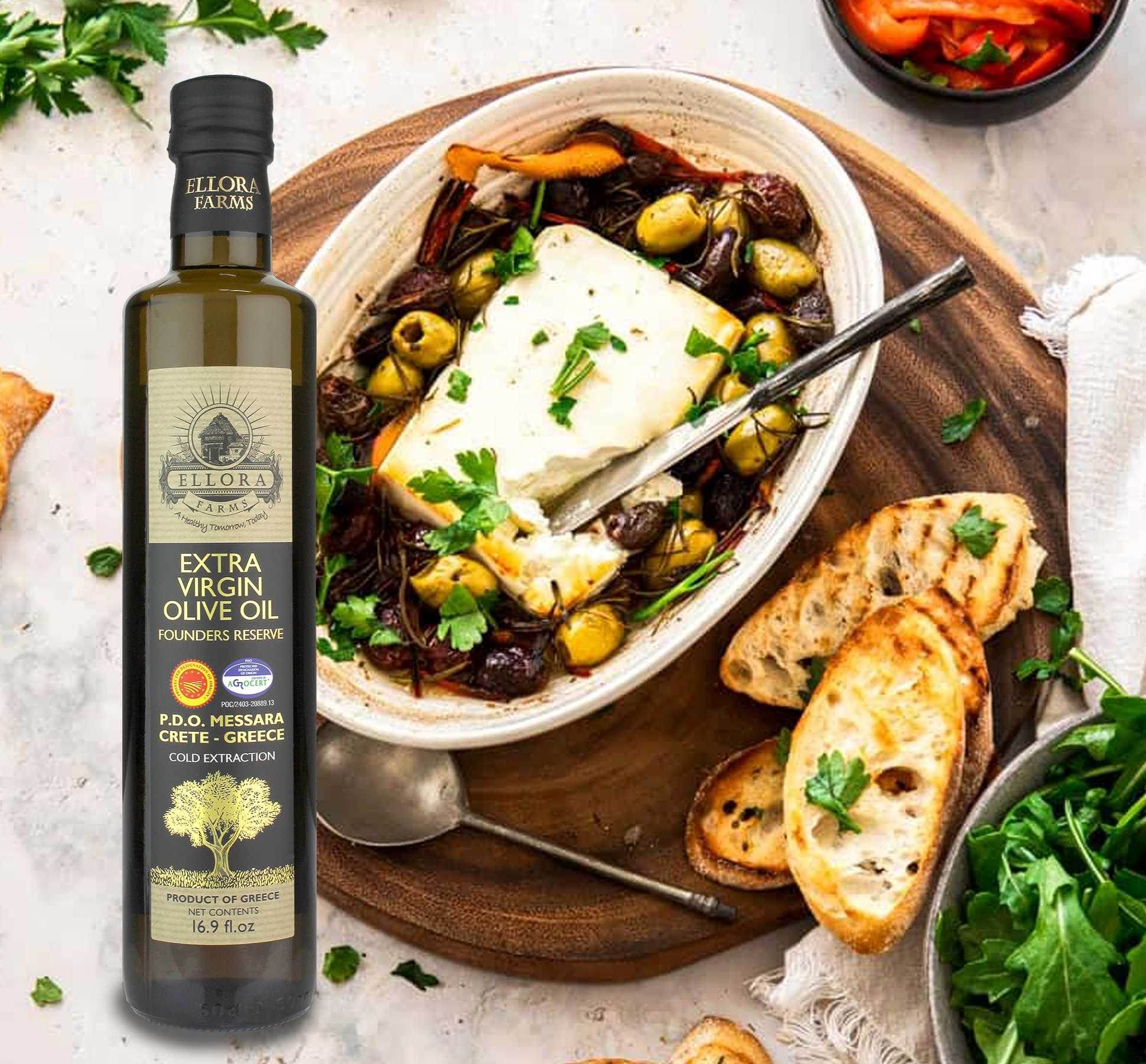 Organic and PDO Single Estate Extra Virgin Olive Oil, Messara Valley Greece, 17 Oz Bottle Combo - ELLORA FARMS