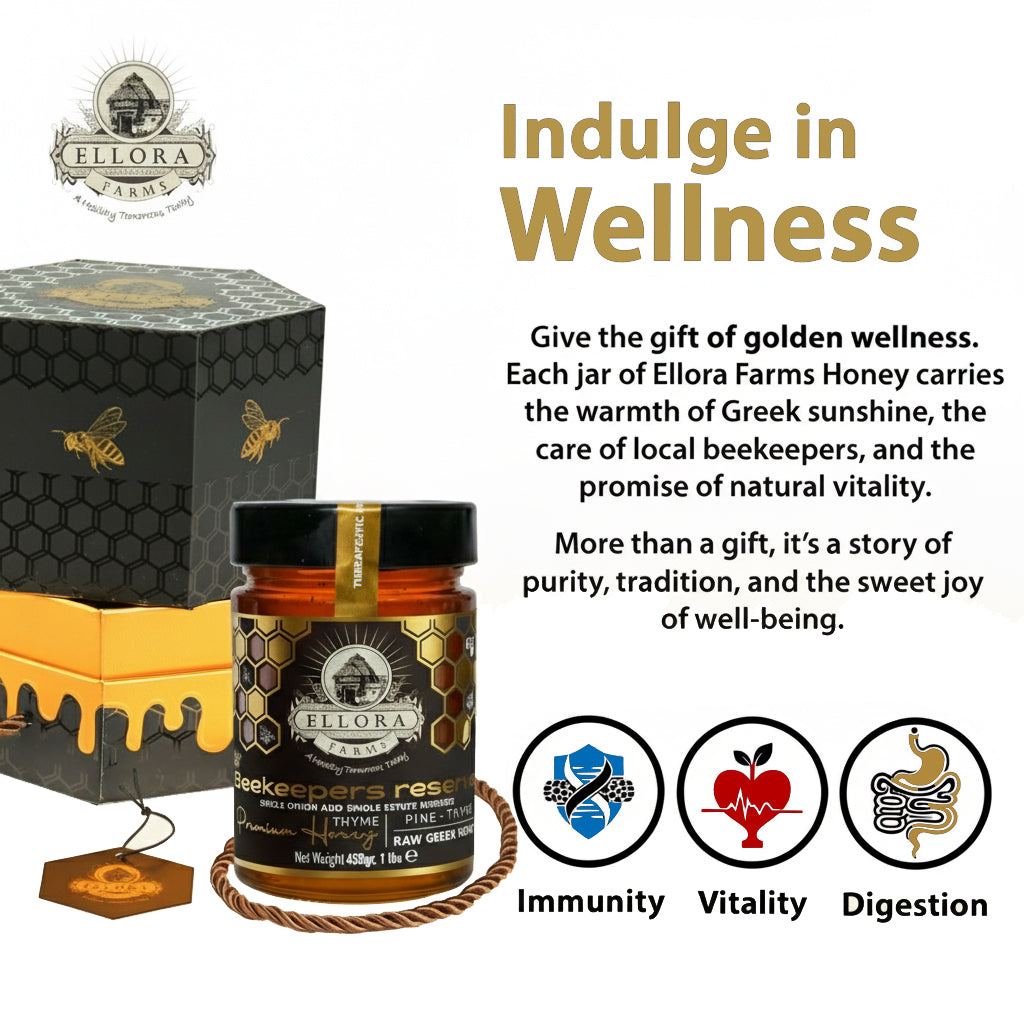Single Estate PDO Greek Honey, Beekeepers Reserve, Pine & Thyme, 450g HONEY POT Gift