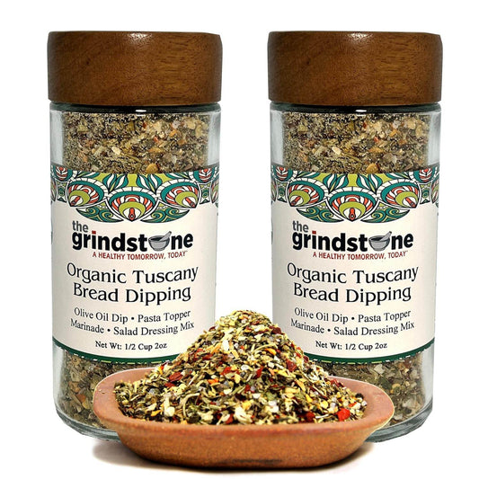 Organic Tuscany bread dipping mix, Perfect for extra virgin olive oil, 2 oz. glass bottle with sifter, Pack of 2 - ELLORA FARMS
