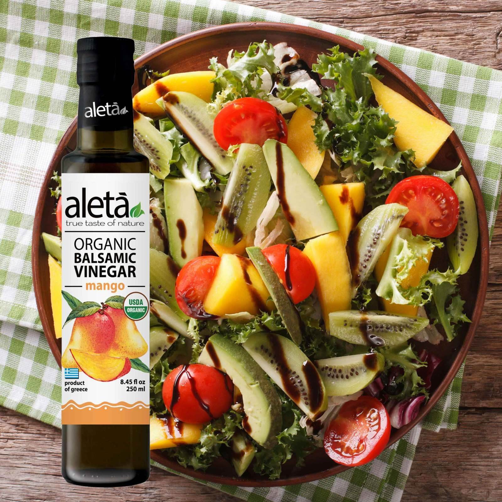 Aleta Organic, Mango Infused Balsamic Vinegar, Glass Bottle, 8.45 oz. - ELLORA FARMS