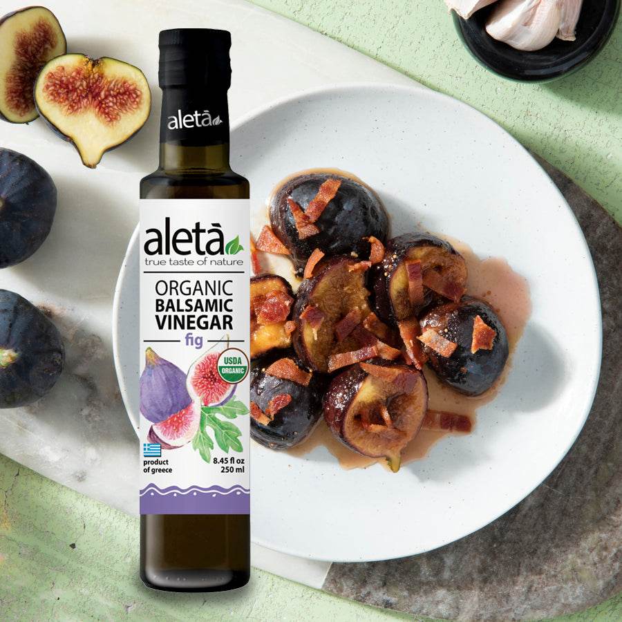 Aleta Organic, Fig Infused Balsamic Vinegar, Glass Bottle, 8.45 oz. - ELLORA FARMS