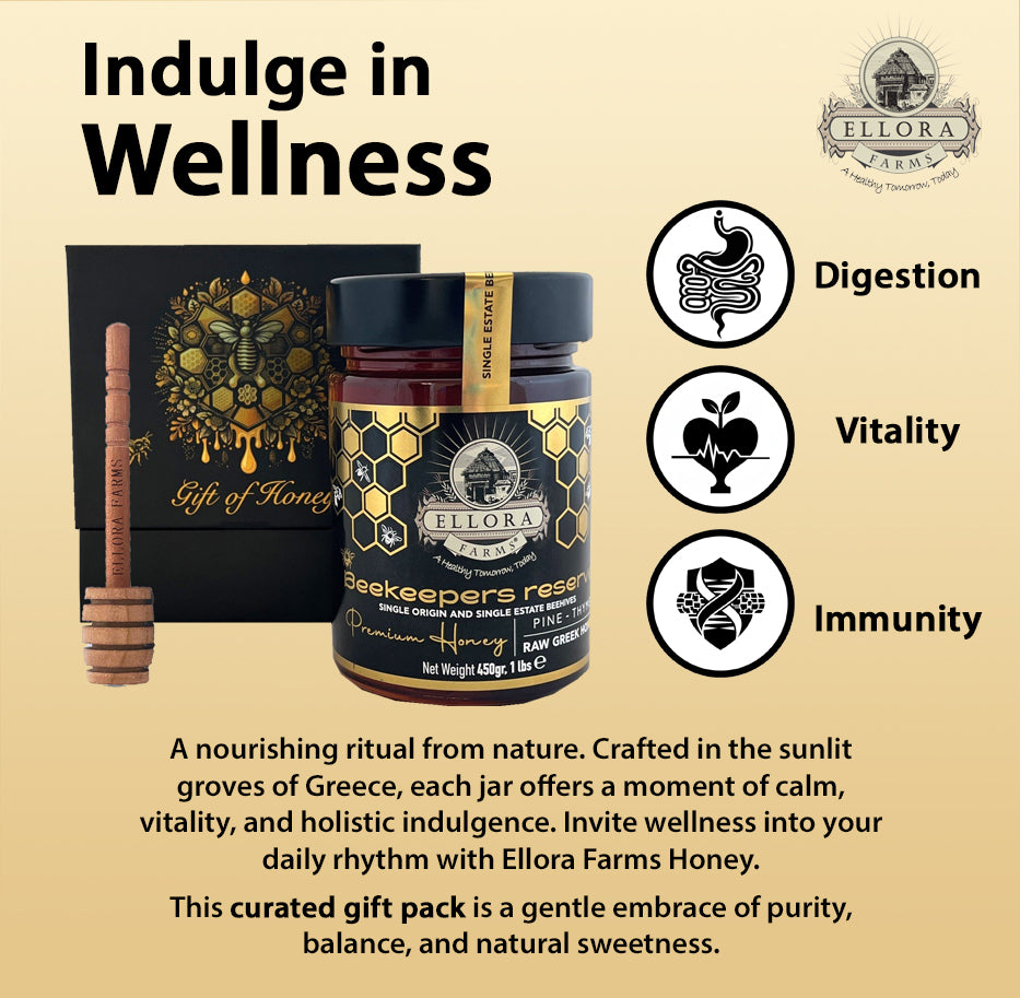 Single Estate PDO Greek Honey, Beekeepers Reserve, Pine & Thyme, 450g CUBE Gift Set