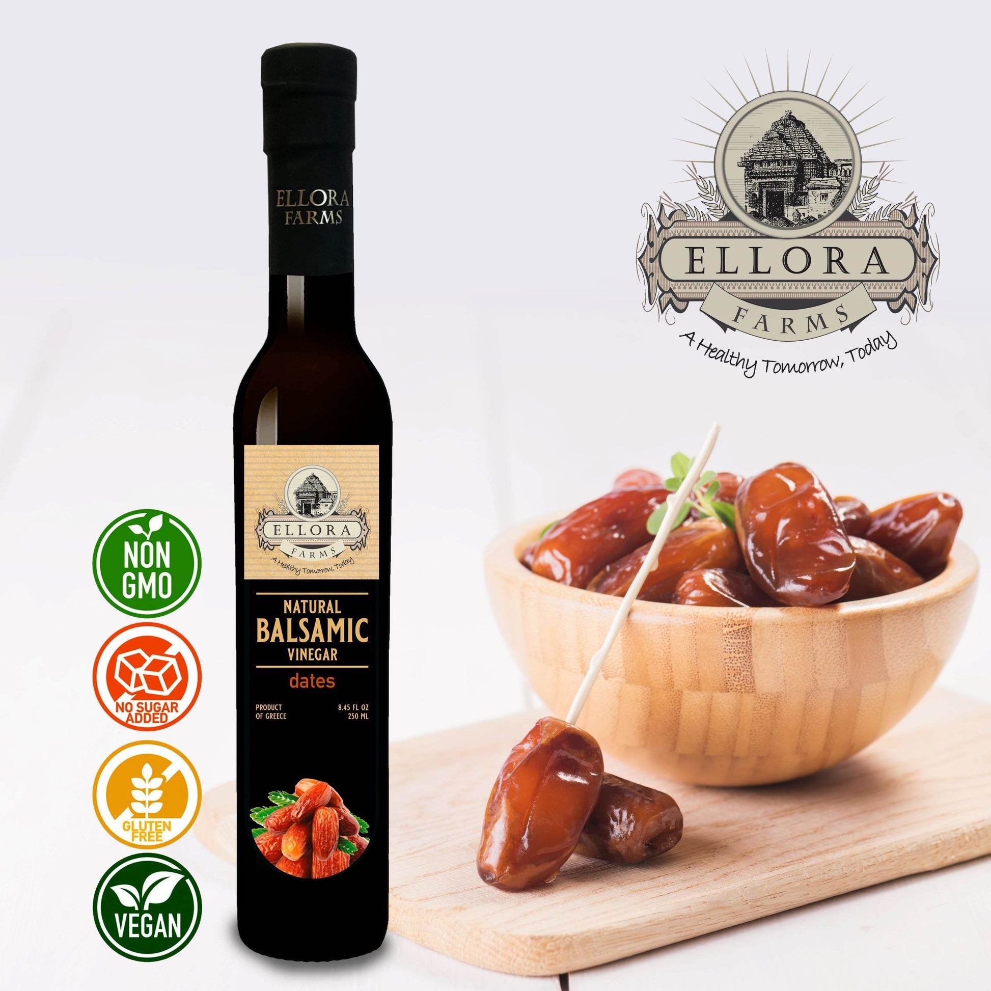Pomegranate & Dates Infused Balsamic Vinegar, Combo Pack, Greece, 8.5 oz. Each - ELLORA FARMS