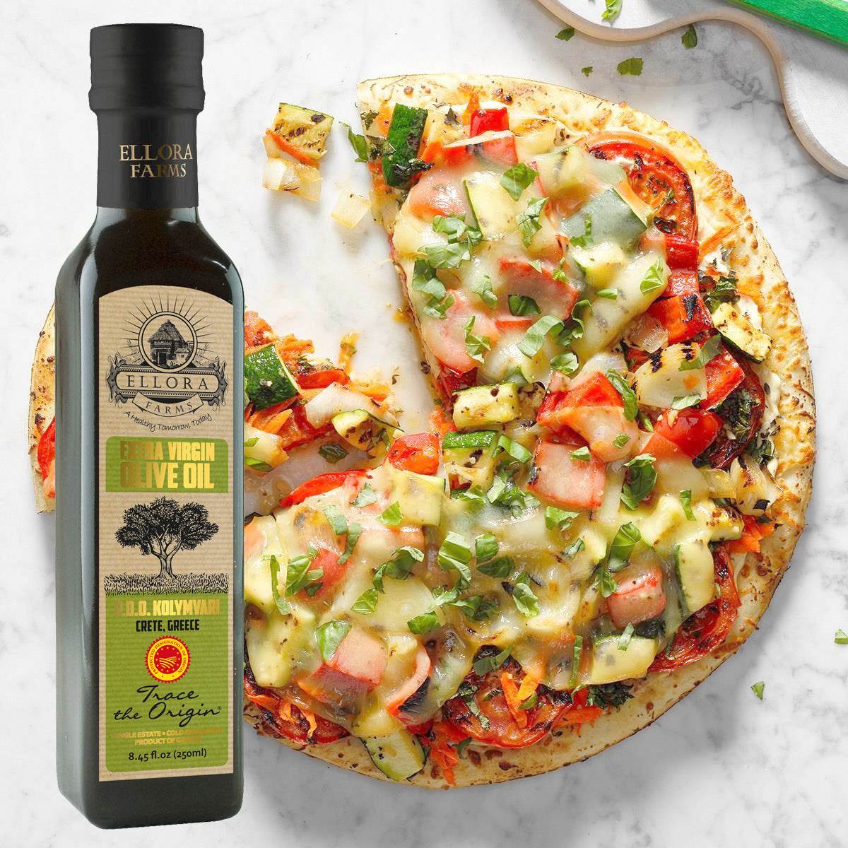 Traceable Single Estate Extra Virgin Olive Oil, Certified PDO and Kosher Ek, 8.45 Oz - ELLORA FARMS