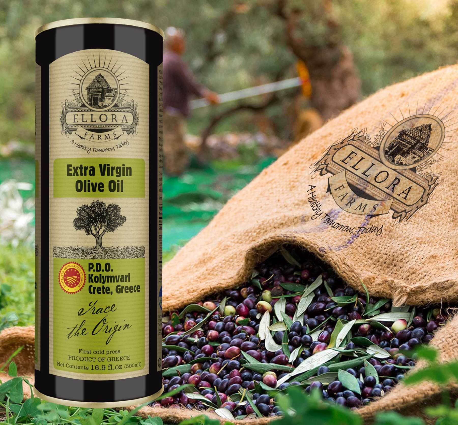 Single Estate PDO Greek Extra Virgin Olive Oil, Traceable, 16.9 Oz. Tin - ELLORA FARMS