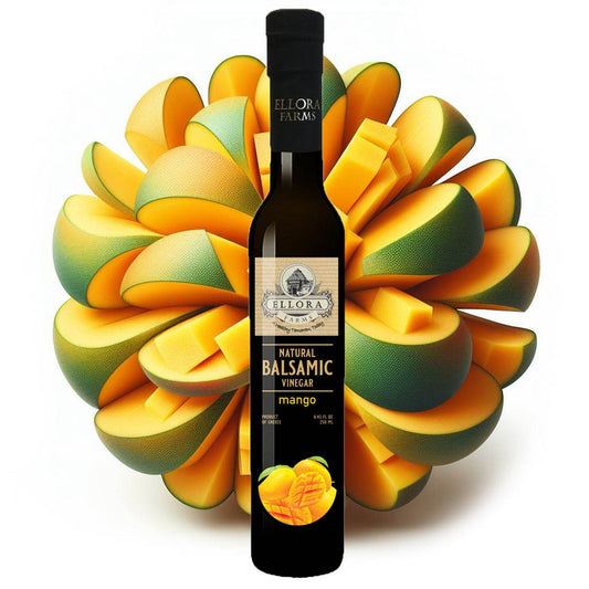 Mango Infused Aged Balsamic Vinegar, Award Winning, Thick & Smooth, 8.5 oz - ELLORA FARMS