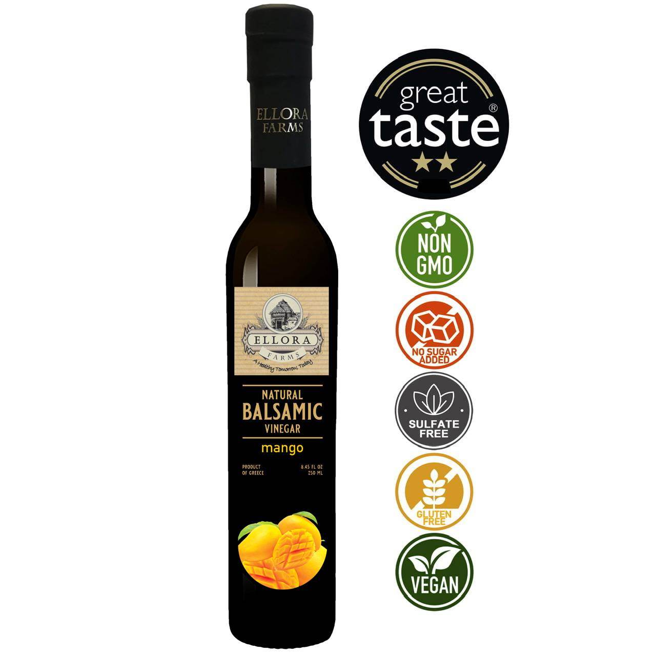 Mango Infused Aged Balsamic Vinegar, Award Winning, Thick & Smooth, 8.5 oz - ELLORA FARMS