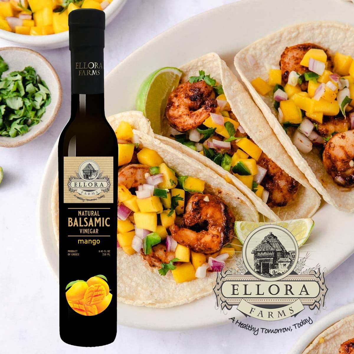 Mango Infused Aged Balsamic Vinegar, Award Winning, Thick & Smooth, 8.5 oz - ELLORA FARMS
