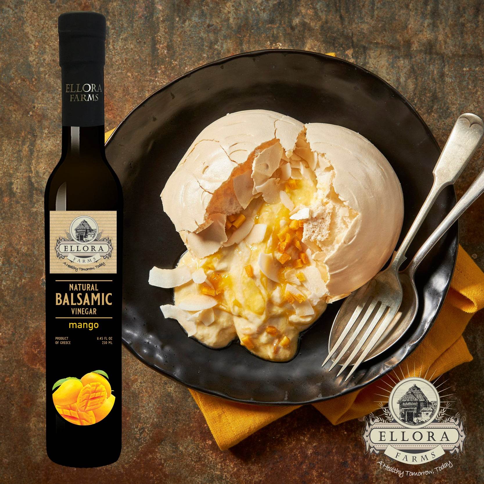 Mango Infused Aged Balsamic Vinegar, Award Winning, Thick & Smooth, 8.5 oz - ELLORA FARMS