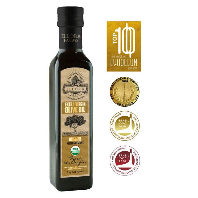 Ellora Farms, Certified USDA Organic Greek Traceable Extra Virgin Olive Oil, 8.45 Oz. - ELLORA FARMS
