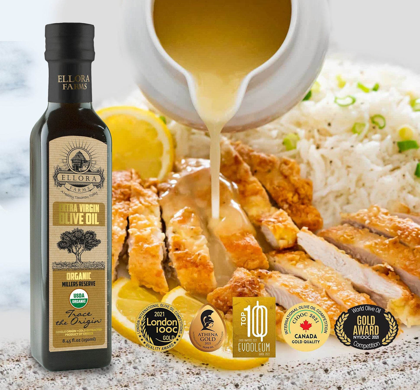 Ellora Farms, Organic and PDO Single Estate Extra Virgin Olive Oil, 8.45 Oz. Combo - ELLORA FARMS