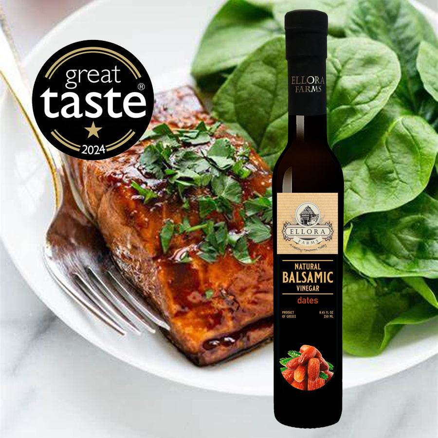 Dates Infused Aged Balsamic Vinegar, Award Winning, Thick & Creamy, 8.5 oz. - ELLORA FARMS