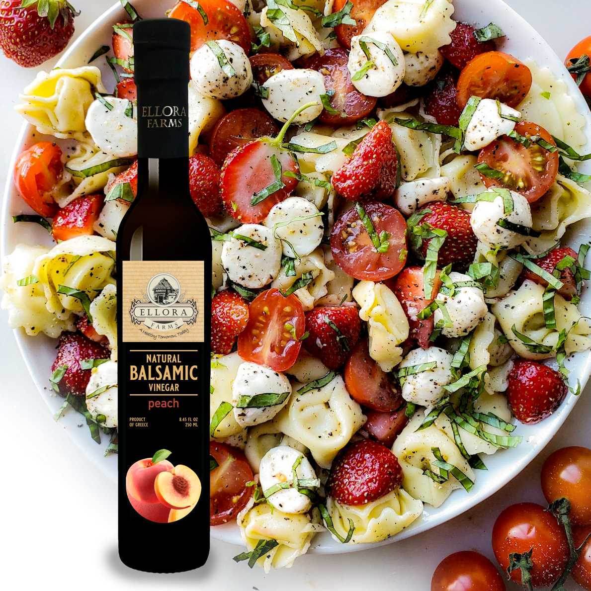 Peach Infused and Natural Plain Balsamic Vinegar, Combo Pack, Greece, 8.5 oz. Each - ELLORA FARMS