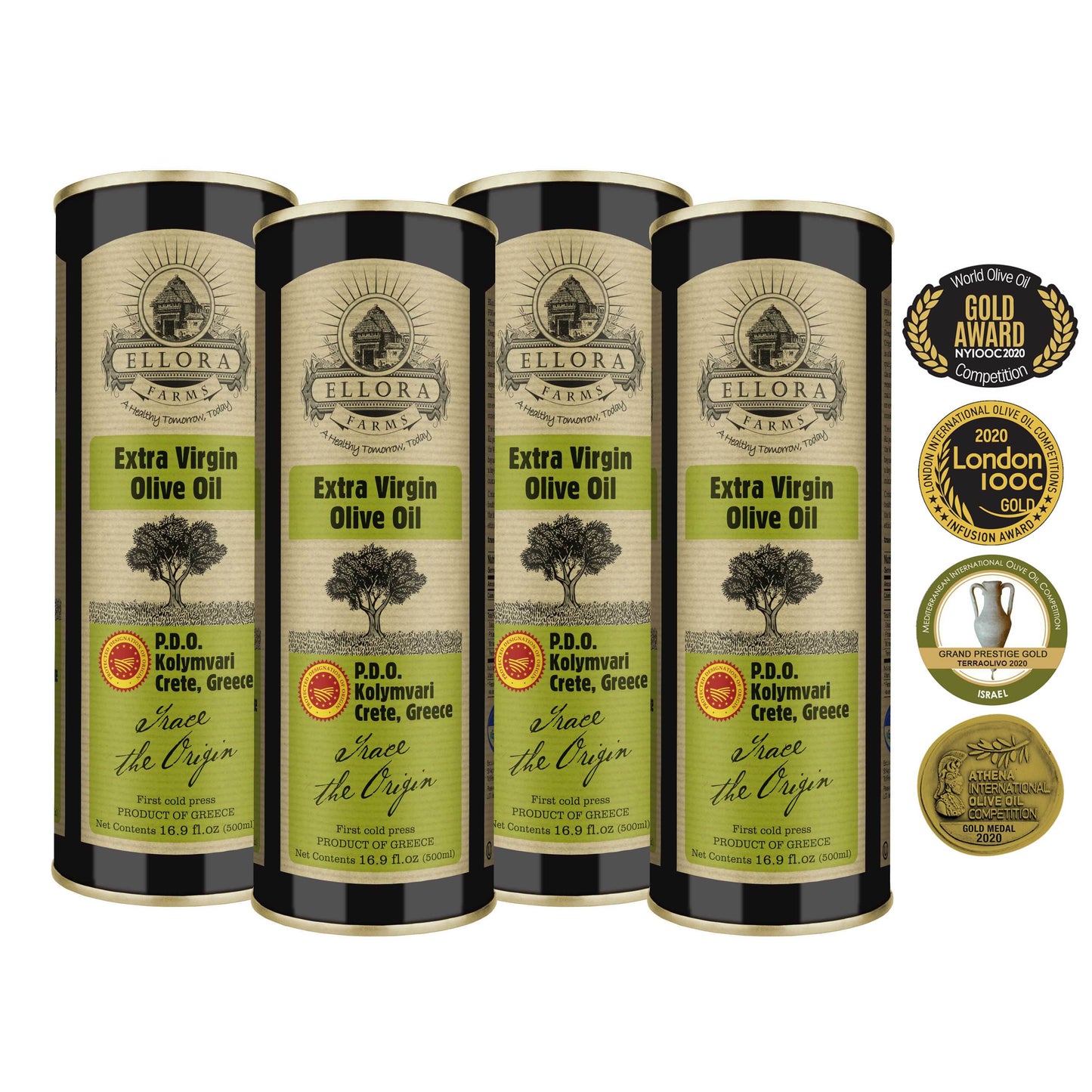 Single Estate PDO Greek Extra Virgin Olive Oil, Traceable, 16.9 Oz. Tin - ELLORA FARMS