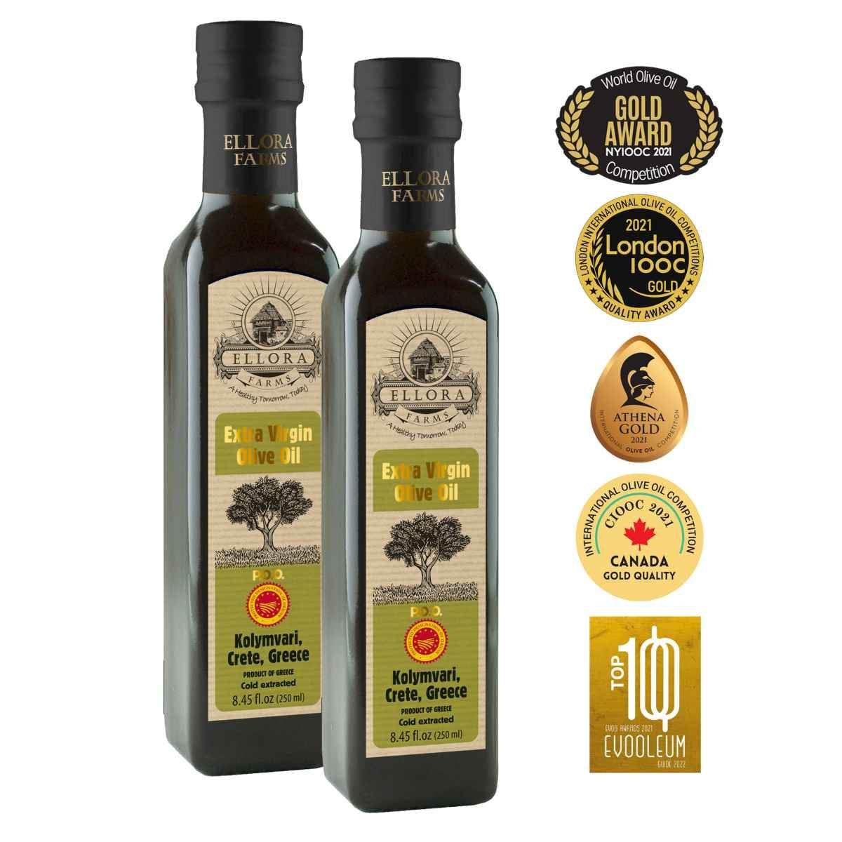 Traceable Single Estate Extra Virgin Olive Oil, Certified PDO and Kosher Ek, 8.45 Oz - ELLORA FARMS