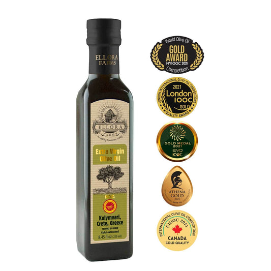 Traceable Single Estate Extra Virgin Olive Oil, Certified PDO and Kosher Ek, 8.45 Oz - ELLORA FARMS