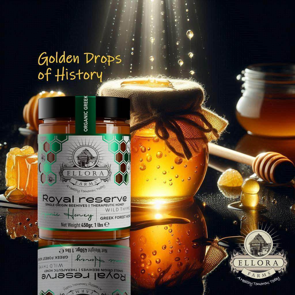 Organic Greek Raw Honey, Royal Reserve, Wild Thyme Therapeutic Honey, 450g CUBE Gift Set - ELLORA FARMS