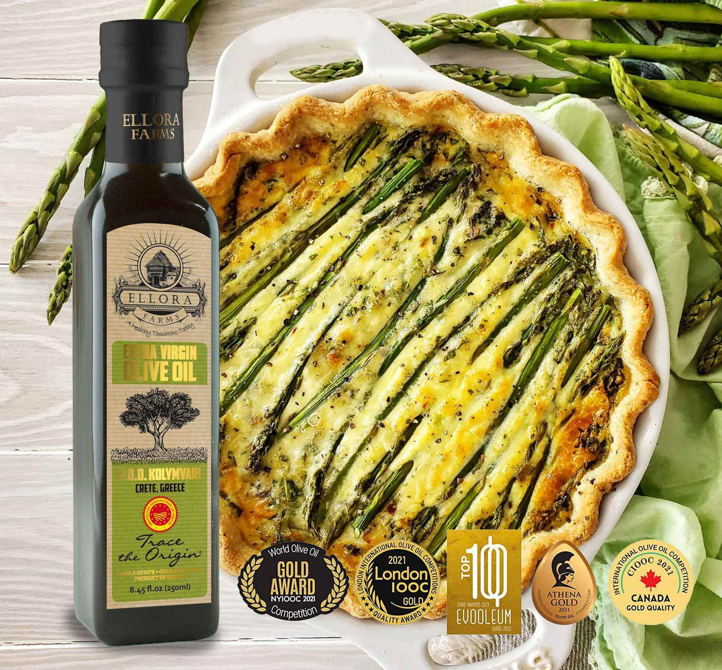 Traceable Single Estate Extra Virgin Olive Oil, Certified PDO and Kosher Ek, 8.45 Oz - ELLORA FARMS