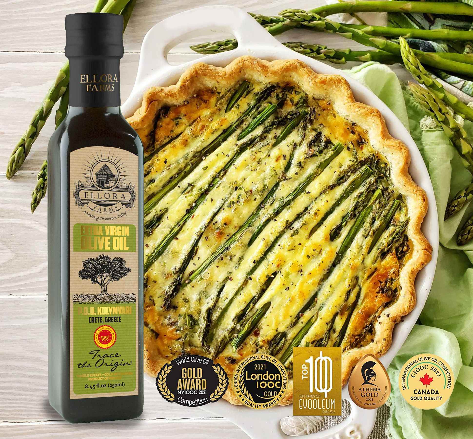Traceable Single Estate Extra Virgin Olive Oil, Certified PDO and Kosher Ek, 8.45 Oz - ELLORA FARMS