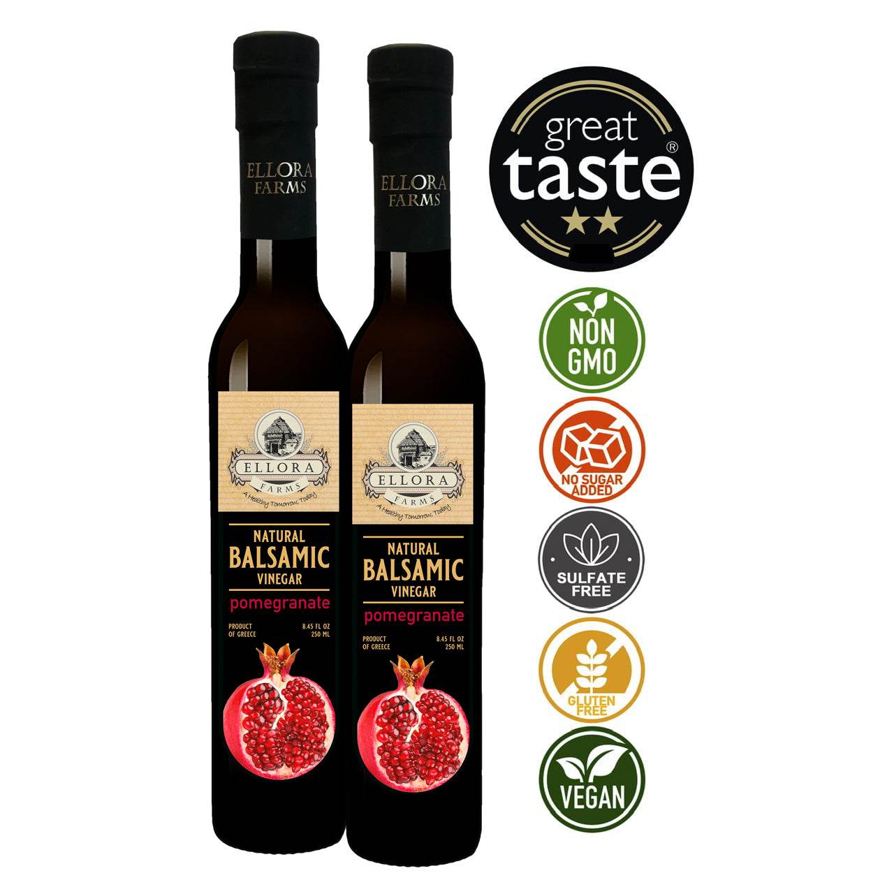 Pomegranate Infused Balsamic Vinegar, Thick & Smooth, Greece, 8.5 oz. Each - ELLORA FARMS