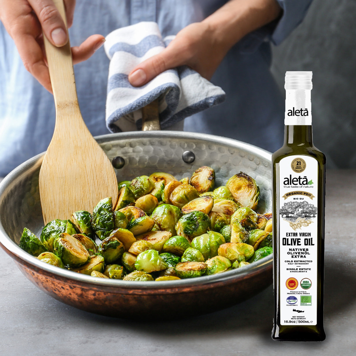 Aleta Organic & PDO Extra Virgin Greek Olive Oil, 2025 Gold Award, 17 oz. Bottle