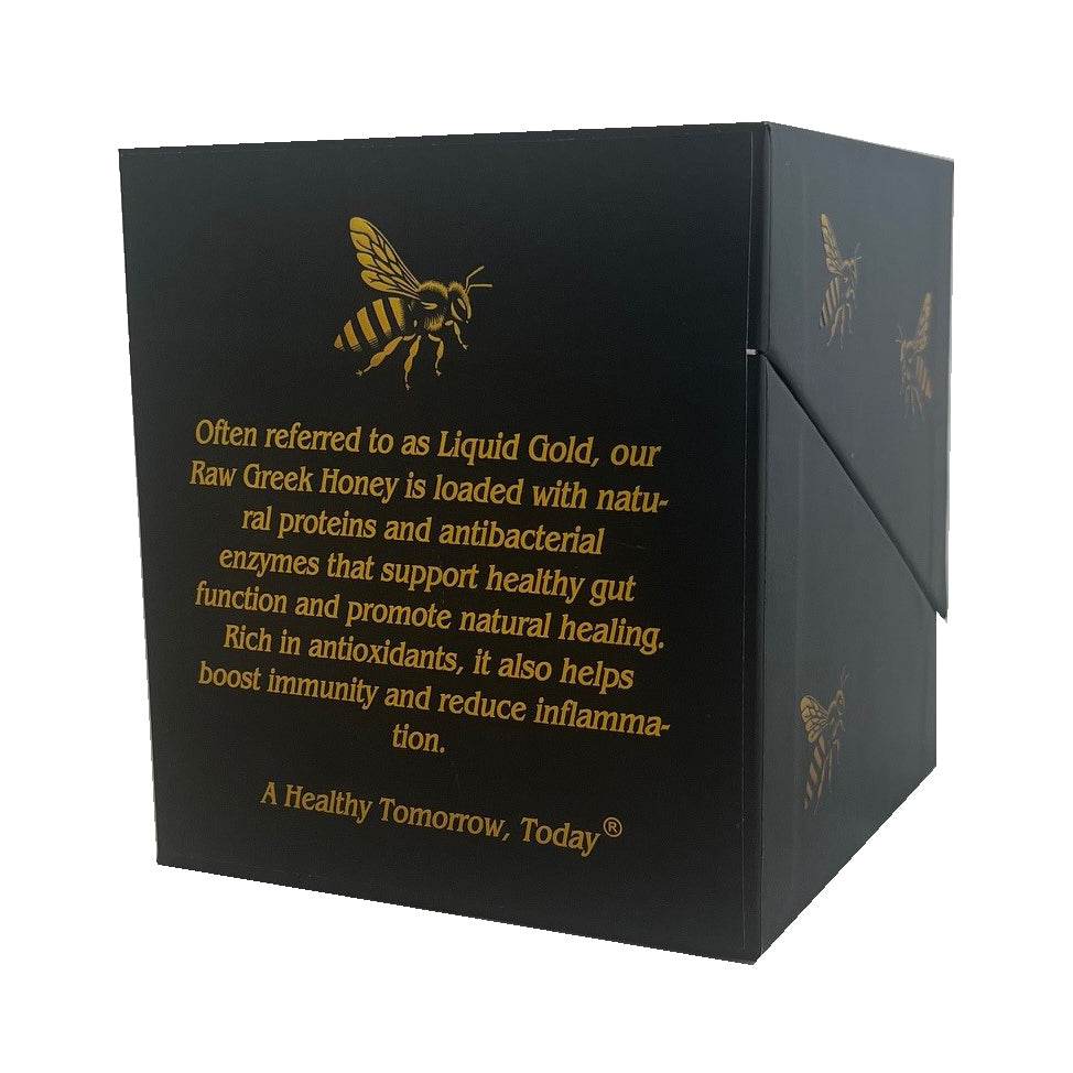 Organic Greek Raw Honey, Royal Reserve, Wild Thyme Therapeutic Honey, 450g CUBE Gift Set - ELLORA FARMS