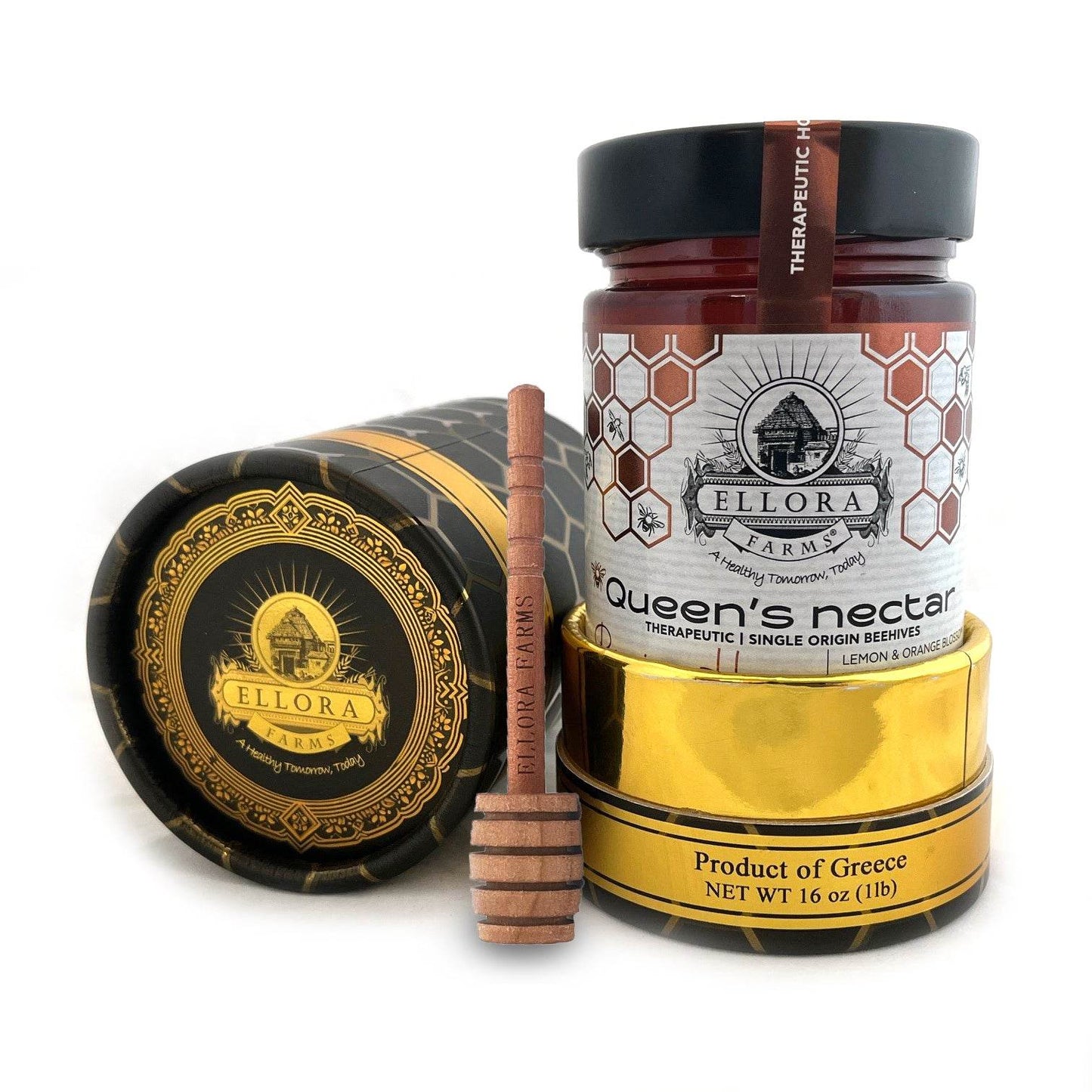 Greek Raw Honey, Queens Nectar, Lemon & Orange Blossom Honey, 450g Tube Gift Set - ELLORA FARMS