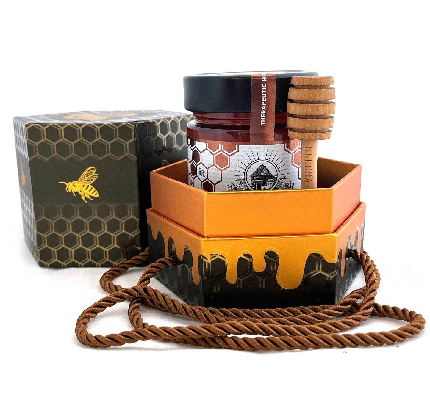 Greek Raw Honey, Queens Nectar, Lemon & Orange Blossom, 450g HONEY POT Gift Set - ELLORA FARMS