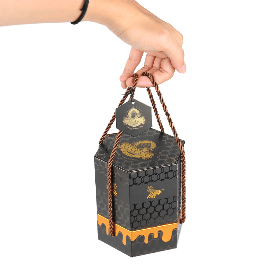 Greek Raw Honey, Queens Nectar, Lemon & Orange Blossom, 450g HONEY POT Gift Set - ELLORA FARMS