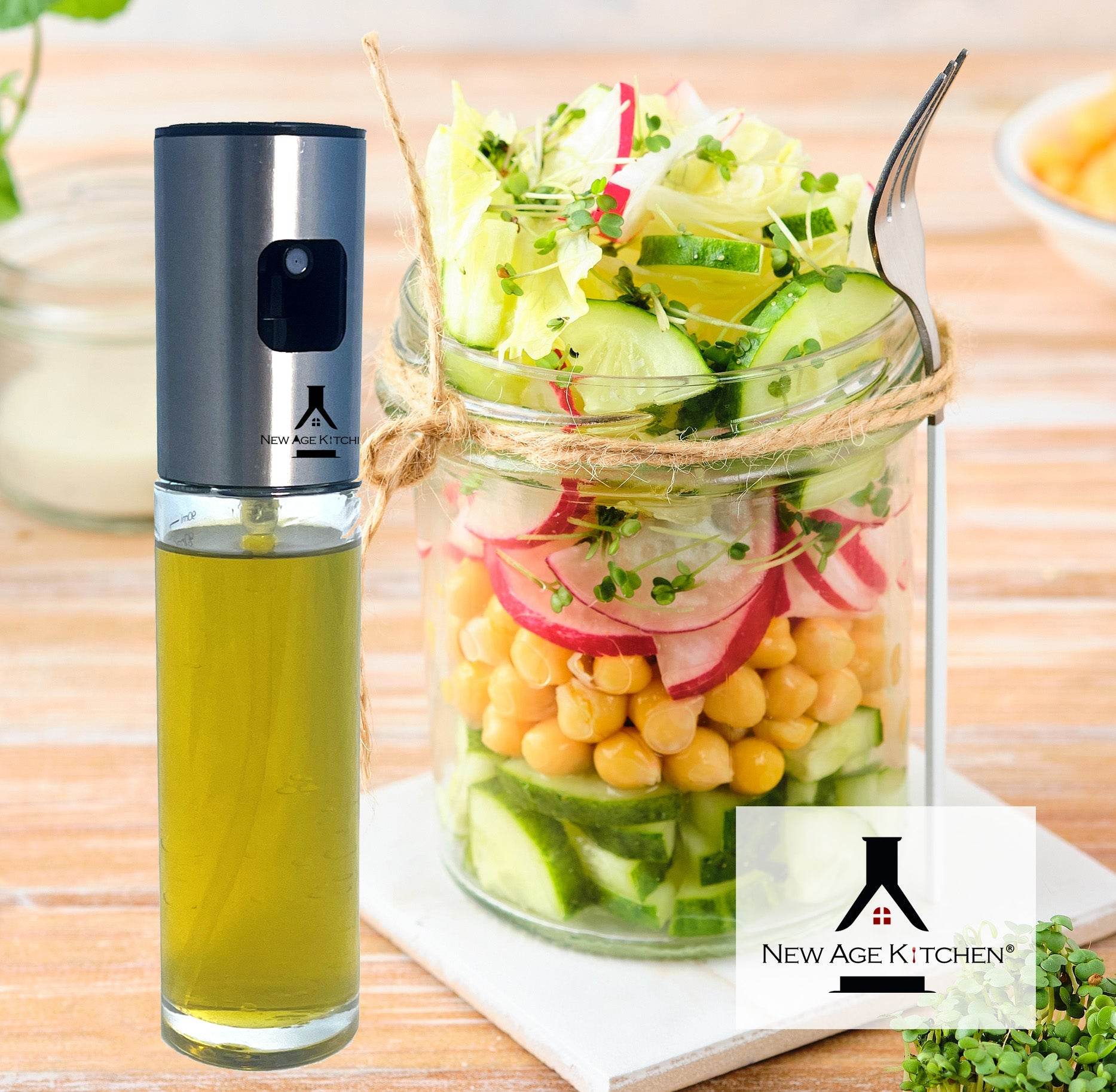 Olive Oil Sprayer and Mister, 100ml Glass Spray Bottle for Salad, BBQ, Baking - ELLORA FARMS