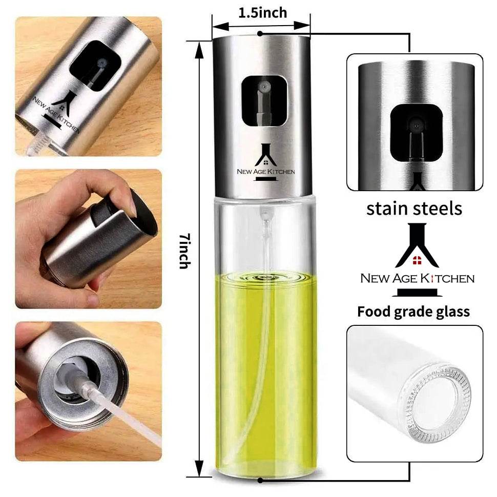 Olive Oil Sprayer and Mister, 100ml Glass Spray Bottle for Balsamic, Salad, BBQ - ELLORA FARMS