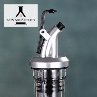 Glass Cruet Bottle, Elegant Stainless Steel Shell casing, large 17 oz (Steel) - ELLORA FARMS