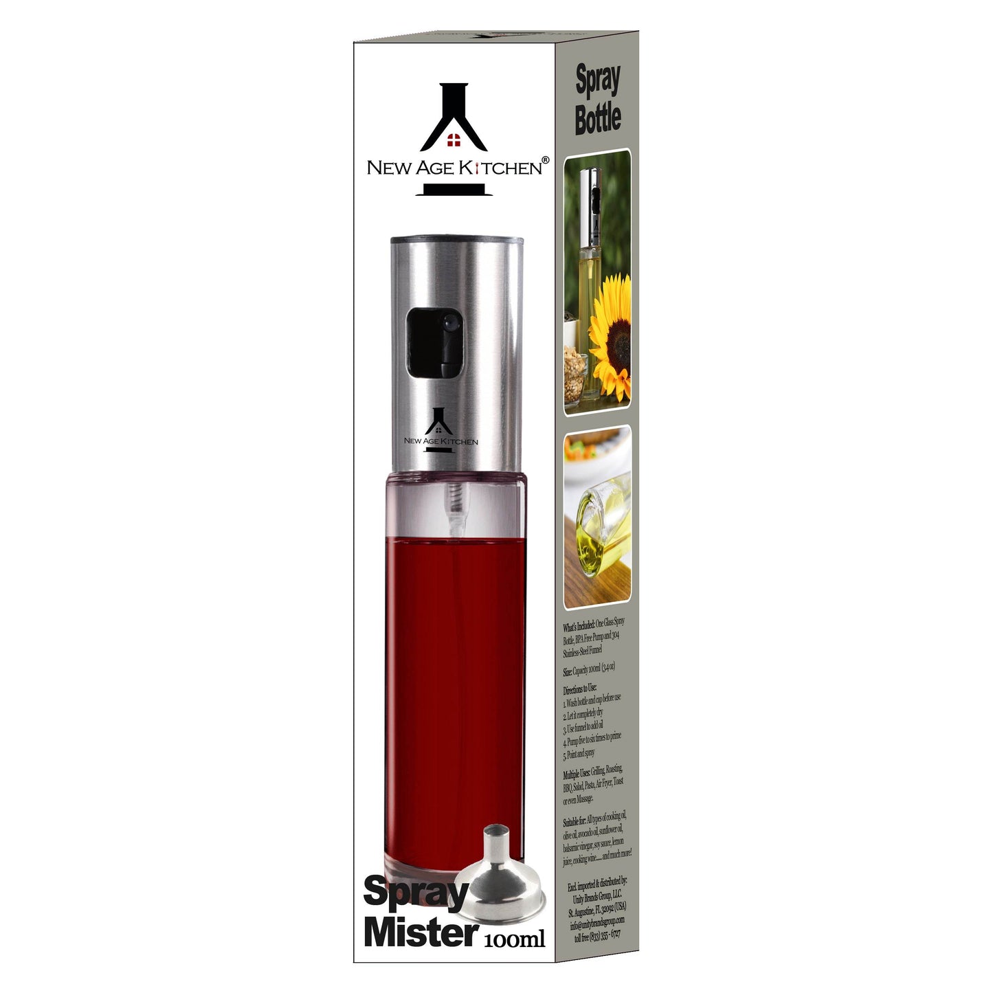 Olive Oil Sprayer and Mister, 100ml Glass Spray Bottle for Balsamic, Salad, BBQ - ELLORA FARMS