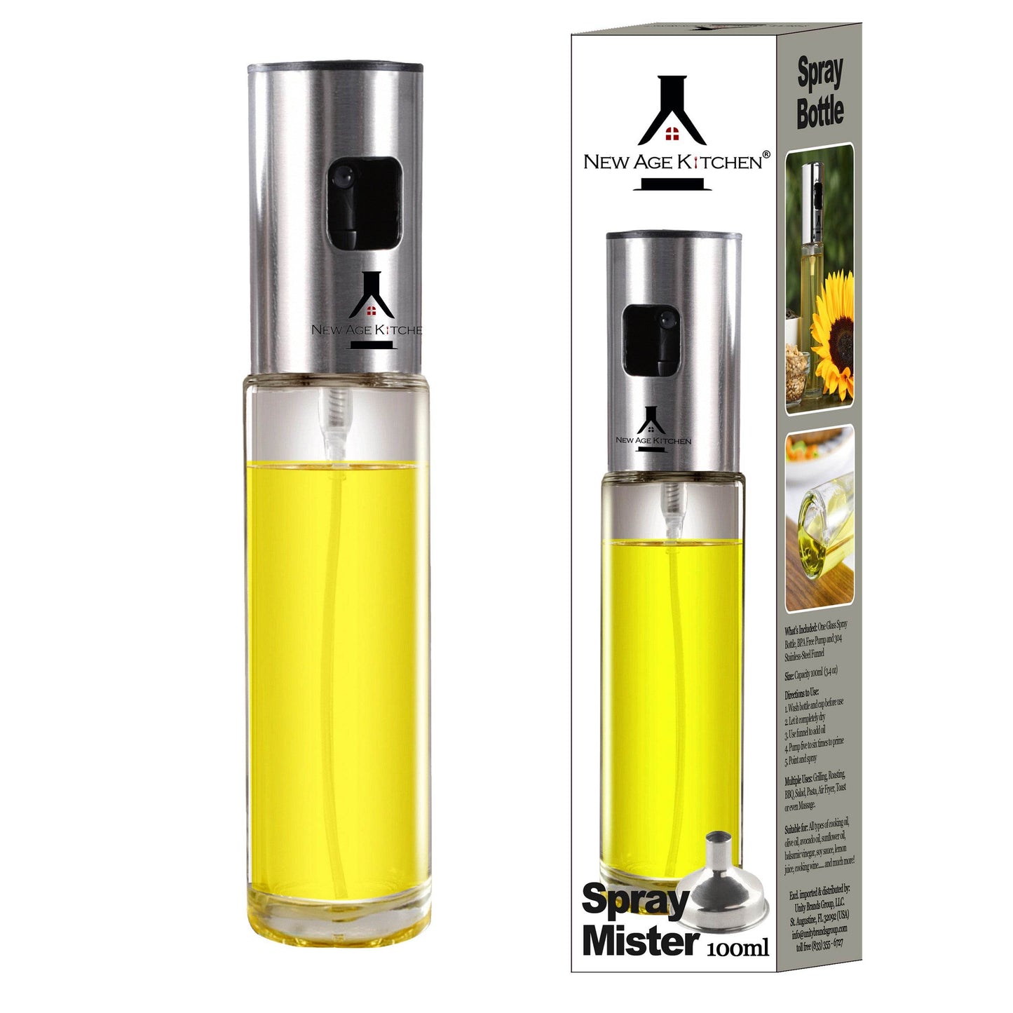 Olive Oil Sprayer and Mister, 100ml Glass Spray Bottle for Salad, BBQ, Baking - ELLORA FARMS