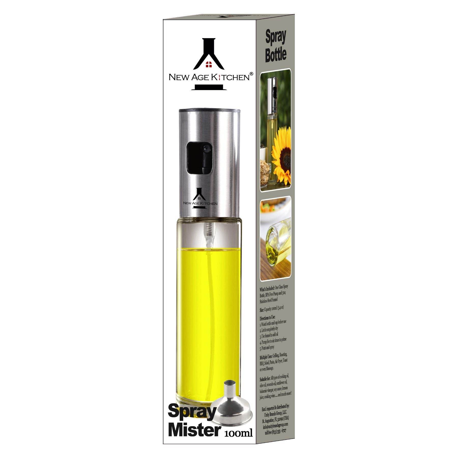 Olive Oil Sprayer and Mister, 100ml Glass Spray Bottle for Salad, BBQ, Baking - ELLORA FARMS