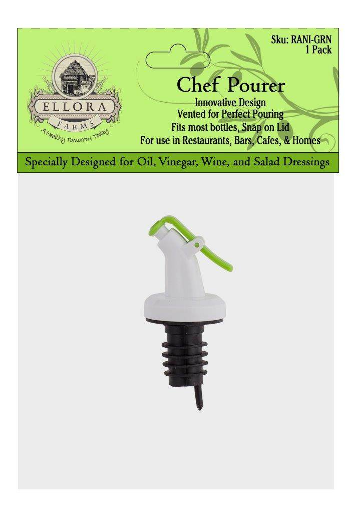 Rani Chef Pourer Green, Perfect for Oil, Vinegar or Wines, Snap On, Green - ELLORA FARMS
