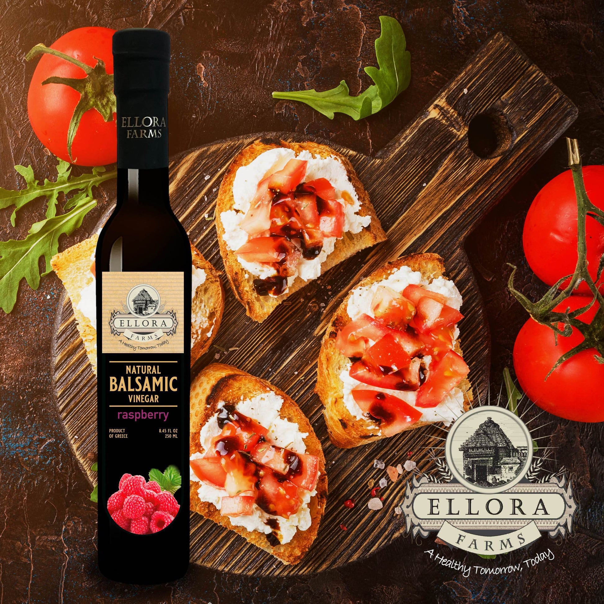 Raspberry and Orange Infused Balsamic Vinegar, Combo Pack, Greece, 8.5 oz. Each - ELLORA FARMS