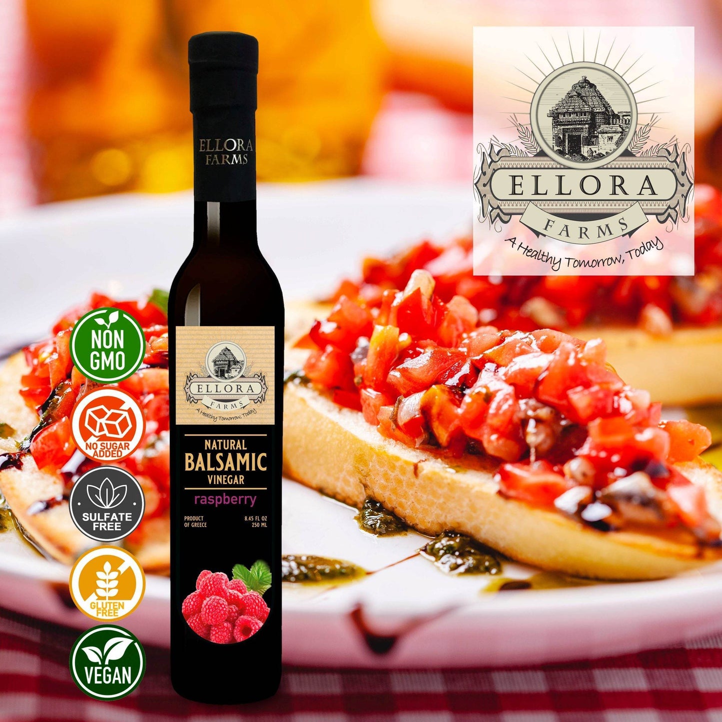 Raspberry and Orange Infused Balsamic Vinegar, Combo Pack, Greece, 8.5 oz. Each - ELLORA FARMS