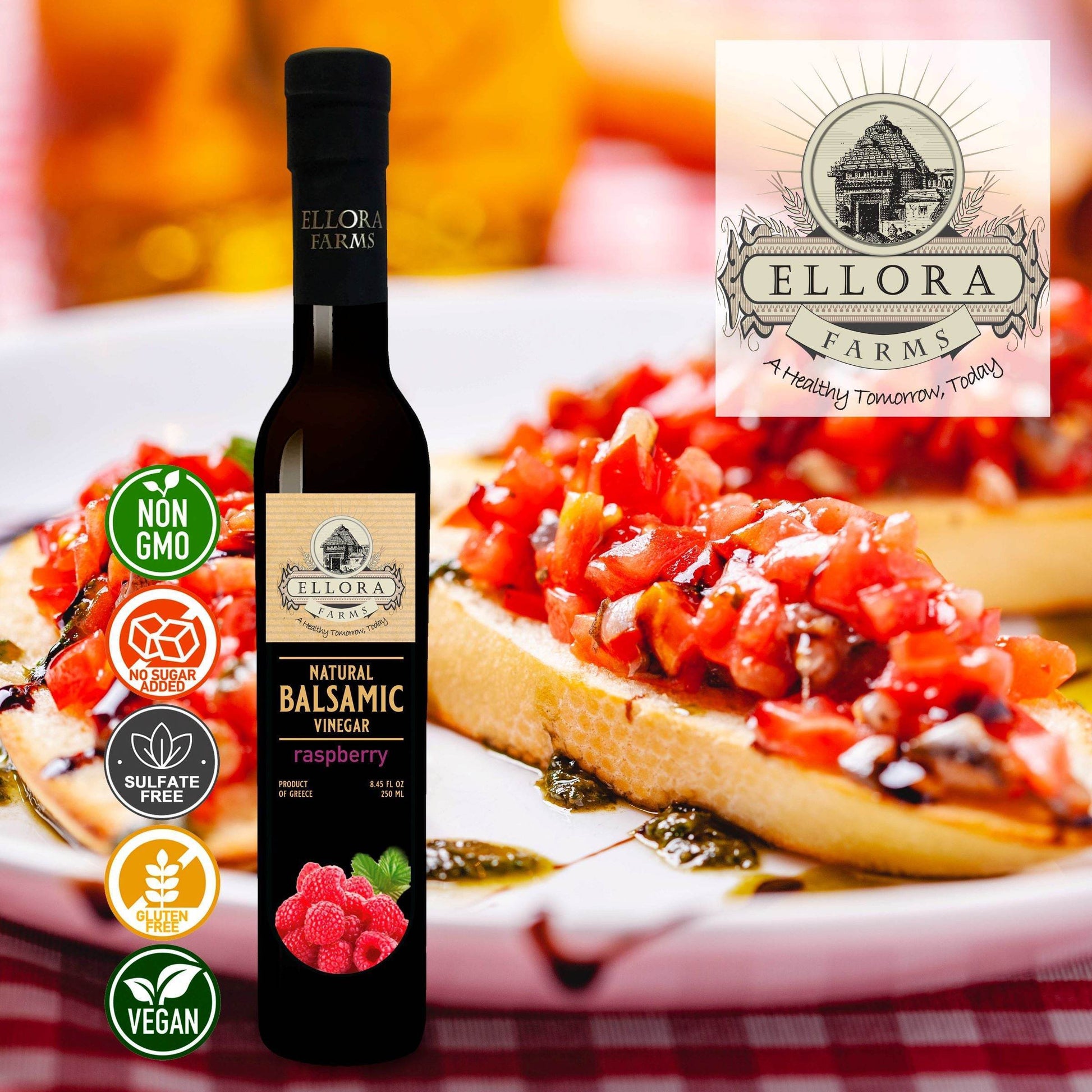 Raspberry and Orange Infused Balsamic Vinegar, Combo Pack, Greece, 8.5 oz. Each - ELLORA FARMS