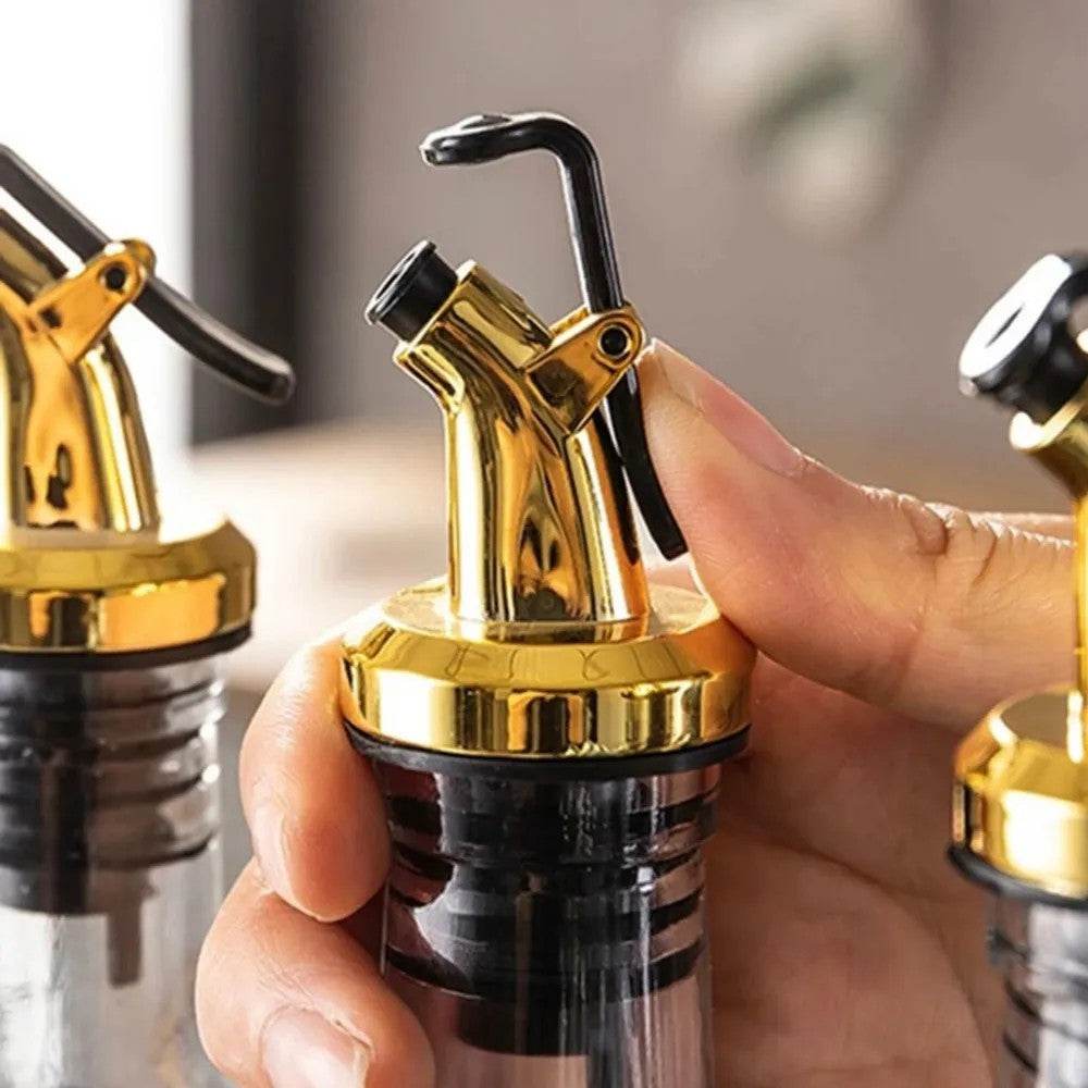 Venus Chef Pourer, Perfect for Oil, Vinegar or Wines, Snap on Lock, Gold - ELLORA FARMS