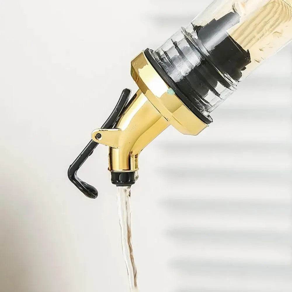 Venus Chef Pourer, Perfect for Oil, Vinegar or Wines, Snap on Lock, Gold - ELLORA FARMS