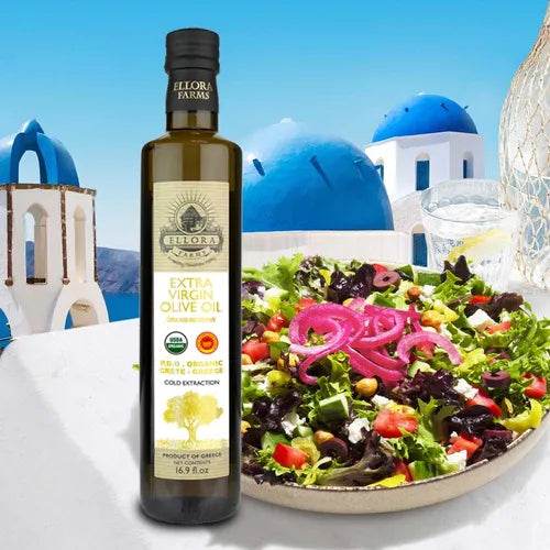 Global Award Organic PDO Extra Virgin Olive Oil, Single Estate Messara Valley Greece, 17 Oz Bottle - ELLORA FARMS