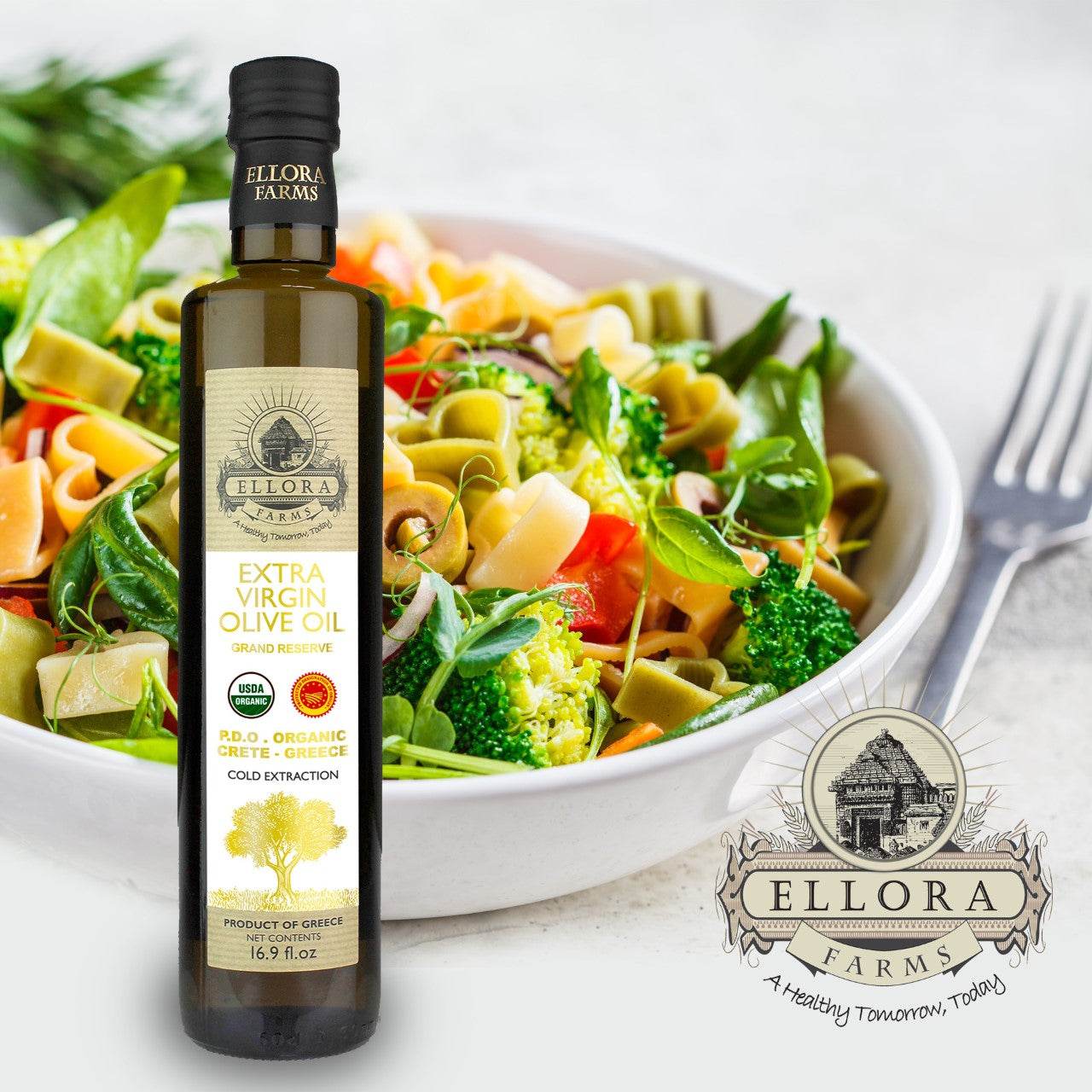 Organic and PDO Single Estate Extra Virgin Olive Oil, Messara Valley Greece, 17 Oz Bottle Combo - ELLORA FARMS