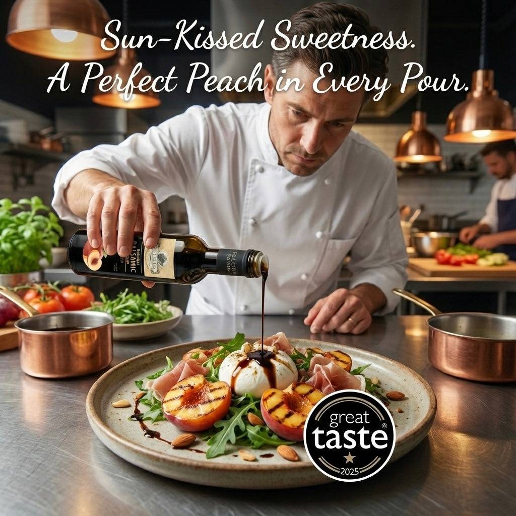 Peach Infused and Natural Plain Balsamic Vinegar, Combo Pack, Greece, 8.5 oz. Each