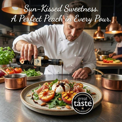 Peach Infused and Natural Plain Balsamic Vinegar, Combo Pack, Greece, 8.5 oz. Each