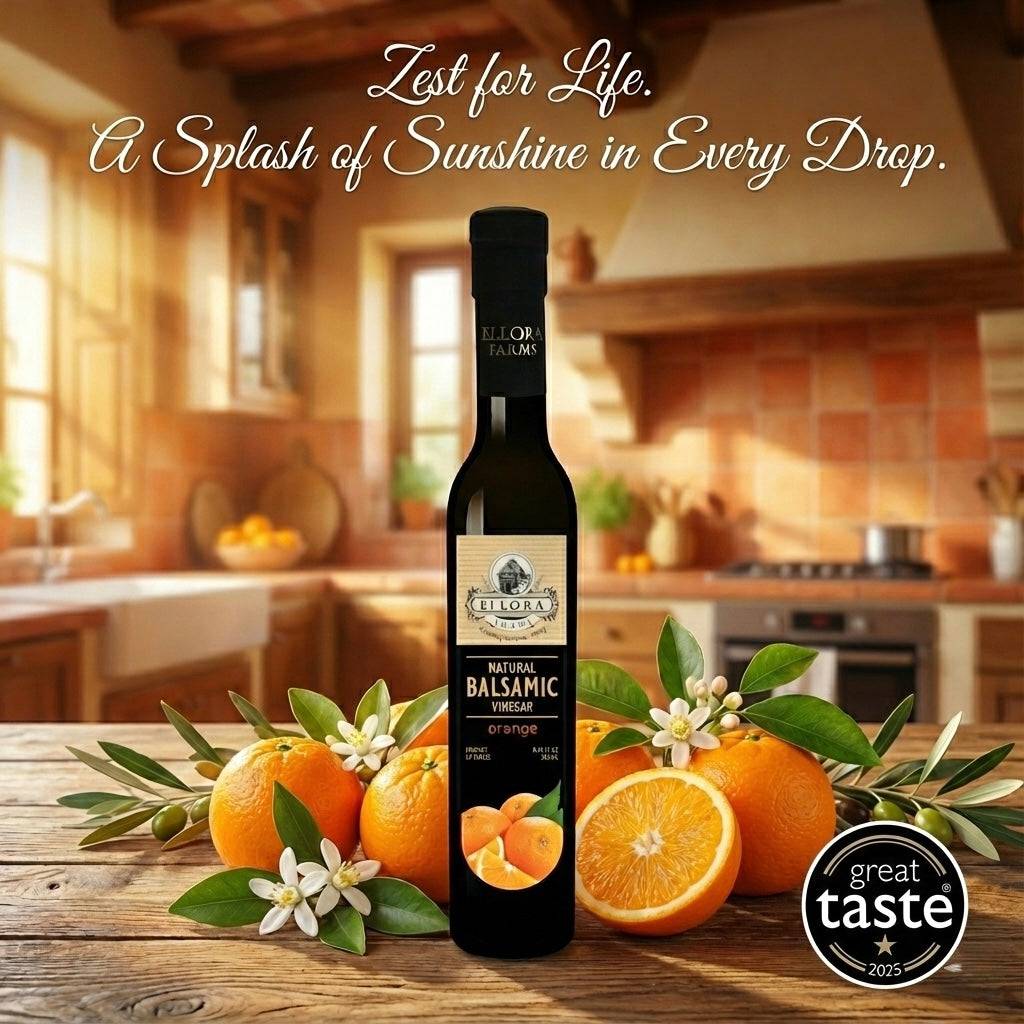 Orange Infused and Natural Plain Balsamic Vinegar, Combo Pack, Greece, 8.5 oz. Each