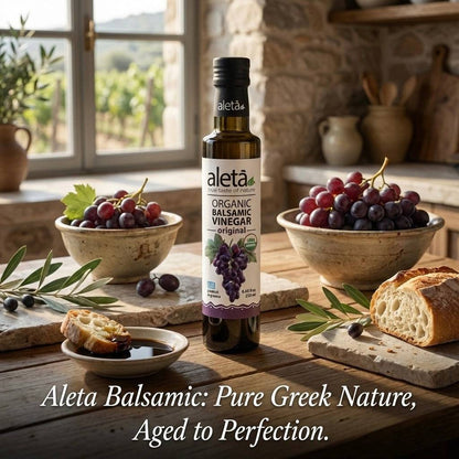 Aleta Organic, Natural Plain Balsamic Vinegar, Glass Bottle, 8.45 oz.