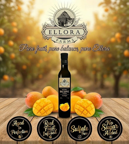 Mango Infused Aged Balsamic Vinegar, Award Winning, Thick & Smooth, 8.5 oz - ELLORA FARMS