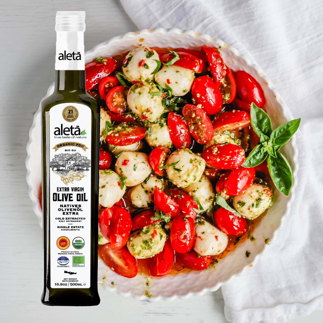 Aleta Organic & PDO Extra Virgin Greek Olive Oil, 2025 Gold Award, 17 oz. Bottle